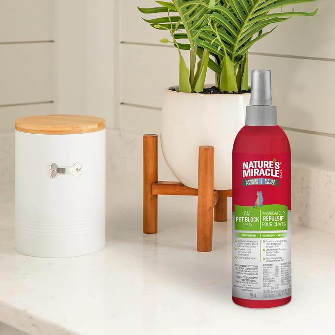 Nature's Miracle Advanced Platinum Cat Pet Block Repellent Spray, 8 Ounces, Indoor Training Aid for Cats