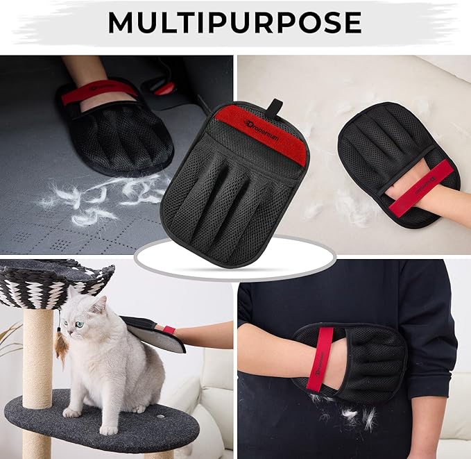 2PC Pet Hair Removal Gloves - Pet Hair Remover Gloves, Upgraded Pet Hair Removal Gloves for Cats & Dogs, Five Finger Electrostatic Reusable Magic Brush for Carpet Clothing Laundry Couch & Car Seat