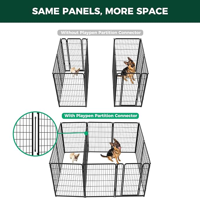 FXW Homeplus Indoor Dog Playpen with Divider Connectors, 45" H, 12 Panels | Calm Indoor Play Area, Two-Zone Layout, For Large Dogs, Patented