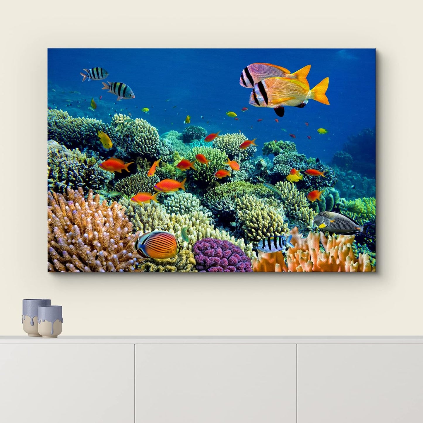 wall26 Canvas Print Wall Art Vibrant Coral Reef Underwater Panorama Nature Animals Photography Realism Rustic Scenic Landscape Wilderness Earth Colorful for Living Room, Bedroom, Office - 24"x36"