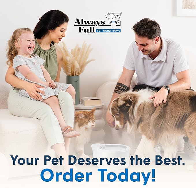Always Full® 9” Dog Water Bowl with Wall Unit, Self Refilling Clean Filtered Water System, App Enabled Smart Hydration Tracking, Automatic Water Bowl for Dogs and Cats
