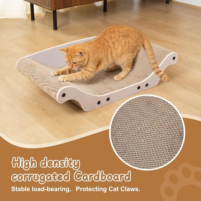 Cat Scratcher Bed 25" Large Cardboard Cat Couch Scratcher | Cat Scratcher Sofa for Large Cats, Abrasion Resistant Curve Cardboard Cat Sofa, Widened Scratch Pad for cats with catnip