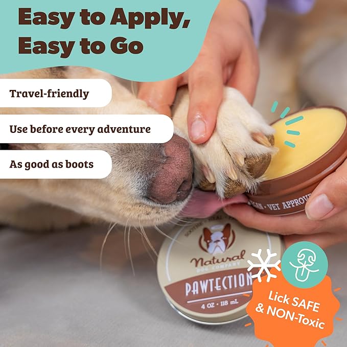 Natural Dog Company PawTection Balm for Dogs – Winter Paw Protection from Snow, Ice & Salt, Wax-Based Paw Barrier Balm, All Breeds for Cold Weather Walks & Outdoor Adventures, Lick-Safe, 2 oz Stick
