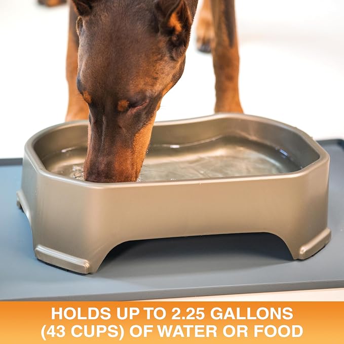 Neater Pet Brands Extra Large Water Bowl for Dogs, Outdoor Dog Water Bowl (2.25 Gallon XL Capacity), Big Trough Style Food Dish for Indoors or Outside, No Spill Large Dog Bowls, Champagne