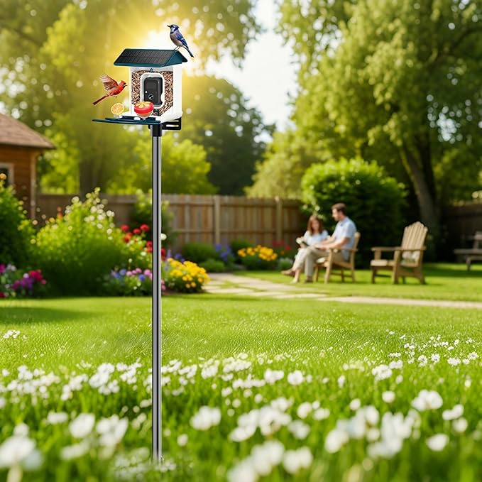 Uoveya Bird House Pole Stand 79", Dia 1 Inch Smart Bird Feeder Pole, Feeding Station for Outdoors Heavy Duty, Compatible Post Mount