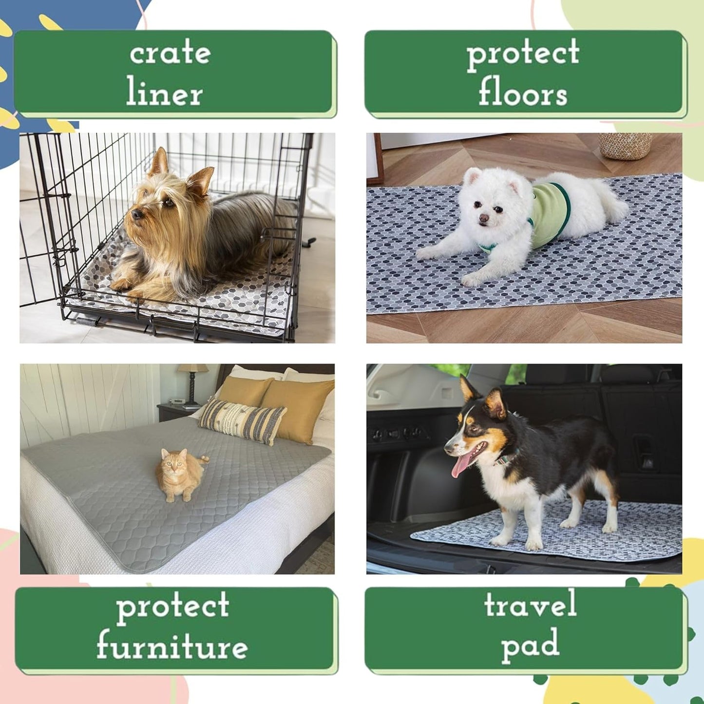 Caldwell's Pet Supply Co. 34x36 Washable Pee Pads for Dogs, Reusable Puppy Potty Mat, Whelping Rug, Waterproof Rug for Dog, Medium (Set of 2)