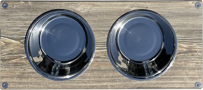 Raised Pet Bowls for Cats and Dogs, Outdoor Elevated Dog Cat Food and Water Bowls Stand Feeder on Aluminum Legs with 2 Stainless Steel Bowls Sizes for Small Medium and Large Dogs. - Large (Amaretto)