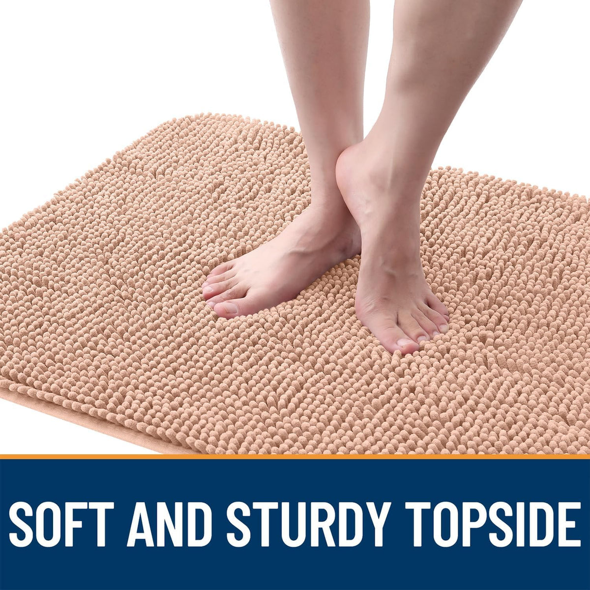 OLANLY Dog Door Mat for Muddy Paws 44x24, Absorbs Moisture and Dirt, Absorbent Non-Slip Washable Doormat, Quick Dry Chenille Mud Mat for Dogs, Entry Indoor Entryway Carpet for Inside Floor, Peach