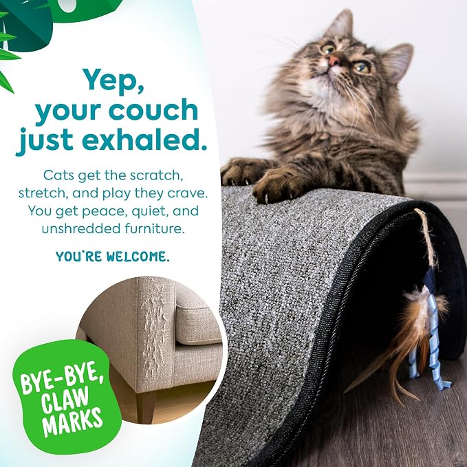 Petlinks Dream Curl Carpet Cat Scratcher, Dual-Surface Cat Scratching Post, Lounge & Hide Scratchers for Cats & Kittens, Gray, Furniture Protector, One Size Fits All Cats