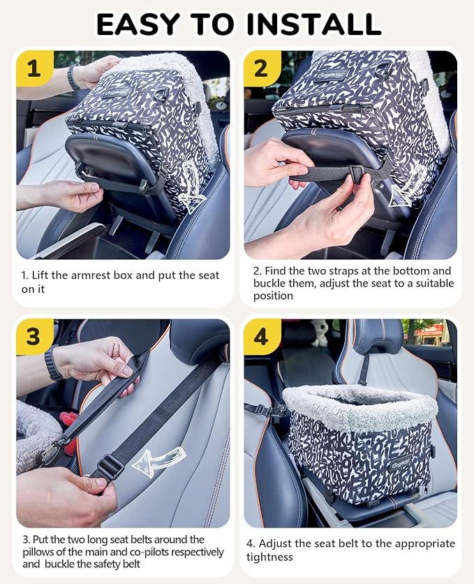 BurgeonNest Center Console Dog Car Seat for Small Dogs up to 9 lbs (Graffiti)