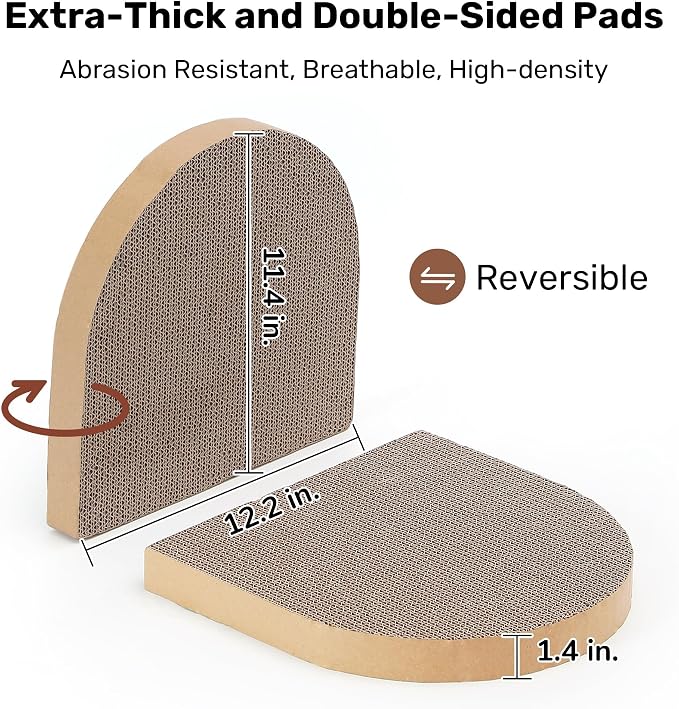 FUKUMARU Cat Scratcher, 24 Inch Sofa Shape Cat Scratching Bed Couch Indoor | Oval Felt Cat Scratcher Bed with Reversible Detachable Cat Scratching Boards, Round Cats Scratch Pads Refill, Dark Grey