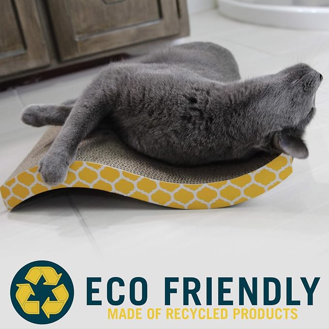 Our Pets OurPets The Wave Curved Catnip Cat Scratcher (Cat Toys for Indoor Cats, Catnip Toys, Cat Gifts & Cat Toys Interactive) [Includes Cosmic Catnip- North-American Grown Catnip]