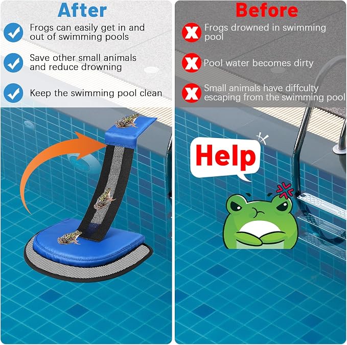 2 Pack Animal Saving Escape Ramp for Pools and Spas | Frog and Animals Saver for the Pool, Critter Escape Device for Small Animals Entering the Pool, Floating Ramp Rescues