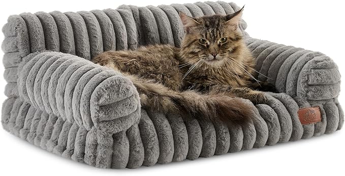 Hollypet Small Dog Large Cat Bed Puppy Couch Beds for Pets up to 25 lbs | Fluffy Dog Cat Couch Plush Soft Warming Pets Beds with Machine Washable Cover and Non-Slip Bottom
