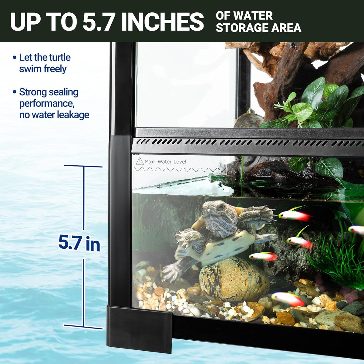 REPTI ZOO Large Tall Glass Reptile Tank 36"x18"x36", 100 Gallon Vertical Reptile Terrarium with Mesh for Chameleon Arboreal Lizard Frog, Paludarium Vivarium Tank