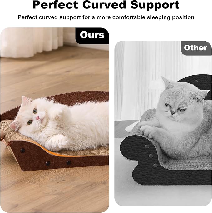 ZOMISIA 2 Pack 26'' Cardboard Cat Scratcher Bed - Large Scratcher Couch for Indoor Cats, Orthopedic Scratching Board, Lounger Scratching Couch with Bells