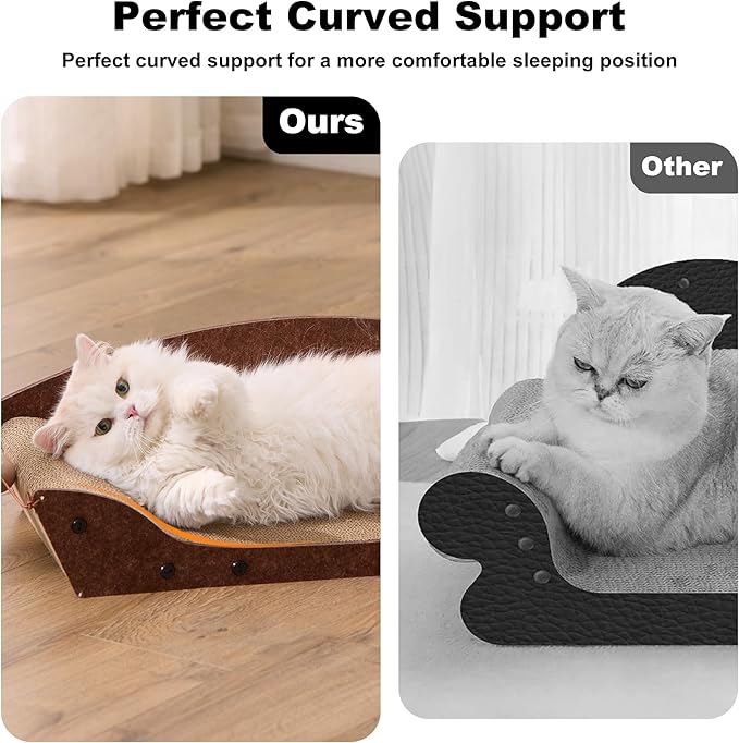 ZOMISIA 26'' Cardboard Cat Scratcher Bed - Large Scratcher Couch for Indoor Cats, Orthopedic Scratching Board, Lounger Scratching Couch with Bells