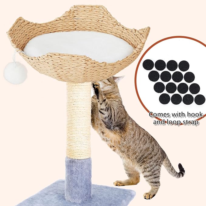 Abbylike 3 Pack 14" Round Cat Dog Bed Cushion Pad Mat Faux Rabbit Fur Pet Sleeping Mat with Small Ball Warm Plush Anti Slip Washable Cat Tree Tower Replacement Cushion Pad for Carrier Crate, White