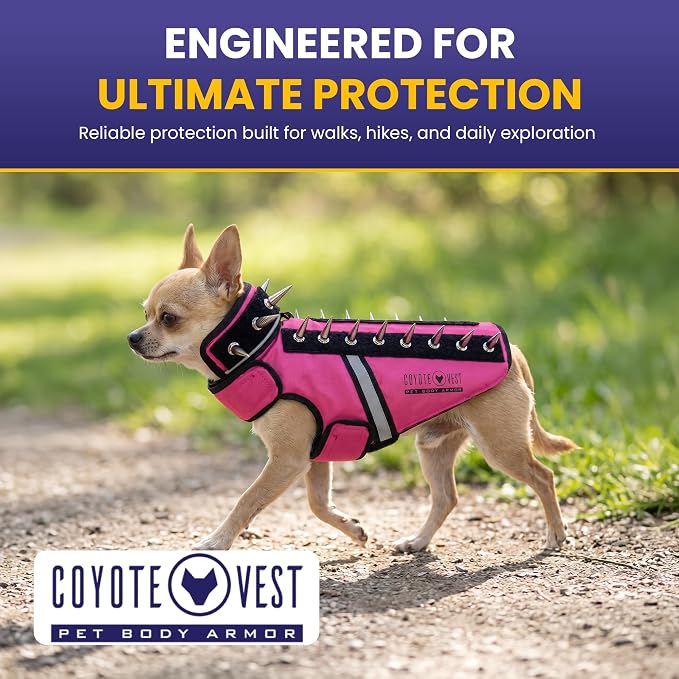 CoyoteVest SpikeVest Dog Harness, Made in the USA, S-Royal Blue | Stab-Resistant Protective Vest | Coyote Vest for Dogs | Defends Against Coyotes, Dogs, Birds of Prey | Reflective Safety
