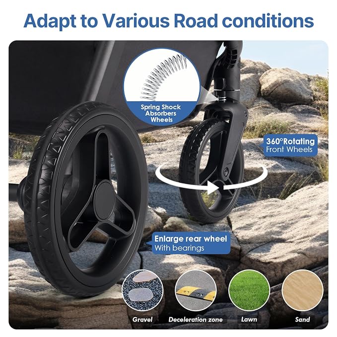 X-5 Pet Stroller for Medium Pets Up to 55 lbs, Black | Adjustable Handle, Detachable Carrier, Convertible Car Seat, One-Touch Fold, All-Terrain Wheels, 3-in-1 Design