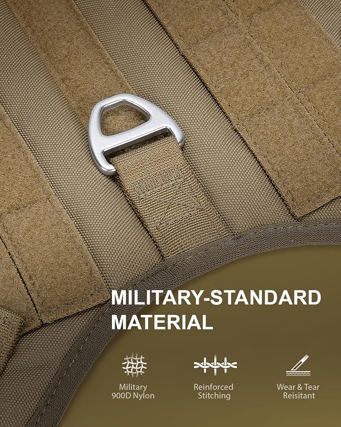FAYOGOO Tactical Dog Harness for Small and Medium Breed - Mesh Breathable Dog Harness Escape Proof with Handle - No Pull Military Service Dog Vest with Removable Patches for Walking,Training,Hiking