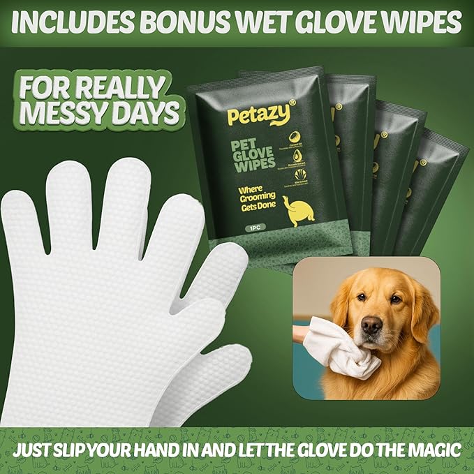 Petazy 400 Dog Wipes for Paws and Butt Ears Eyes | XL 8X8 Organic Pet Wipes for Dogs | Lavender Scent Dog Wipes Cleaning Deodorizing | Extra Thick Paw Wipes for Dogs Cats Pets | +4 Bonus Glove Wipes