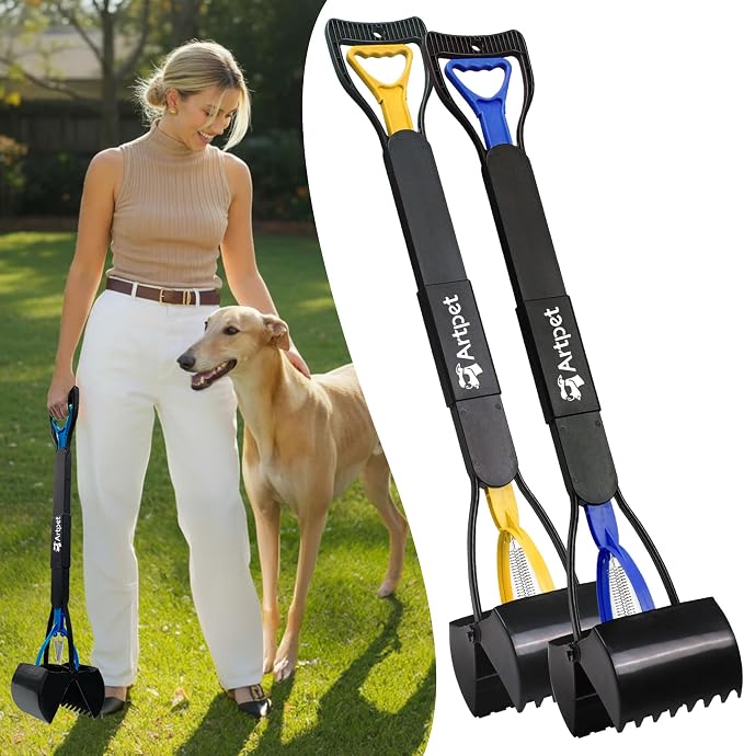 2 Pack Dog Pooper Scoopers, 32" Long Handle for Yard & Grass | 2 Pack Value Set, 32-Inch Long Handle, No Bending, Easy Pickup, Grass Friendly