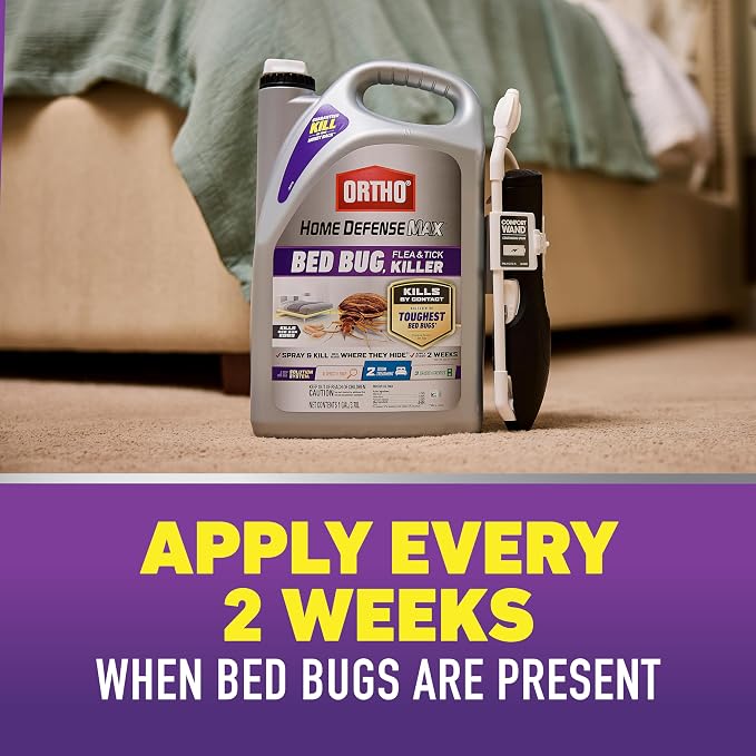 Ortho Home Defense Max Bed Bug, Flea and Tick Killer with Comfort Wand - Ready To Use Insect Spray for Home, Kills Bed Bug Eggs, Fleas & Ticks, 1 gal.