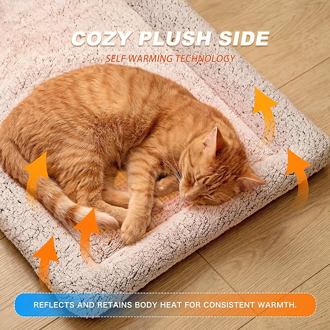 Dog Cooling Mat, Self Warming Cat Bed, Reversible Warm & Cooling Cat Bed, Winter Warm Cat Pad & Summer Cooling Cat Mat for Kittens & Small Dogs, Perfect for Crates, Beds & Sofas, Dark Brown, 24" x 36"