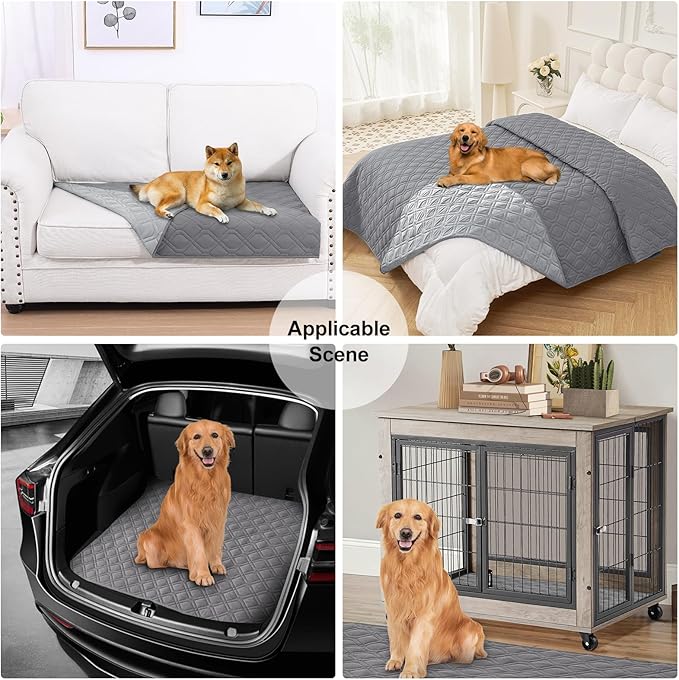 Smiry Reversible Waterproof Couch Covers for Sofa, Washable Dogs Pet Couch Covers for 3 Cushion Sofa Pet Friendly, Water Resistant Furniture Protector Slipcover, Geometric (30"x53", Grey/Light Grey)