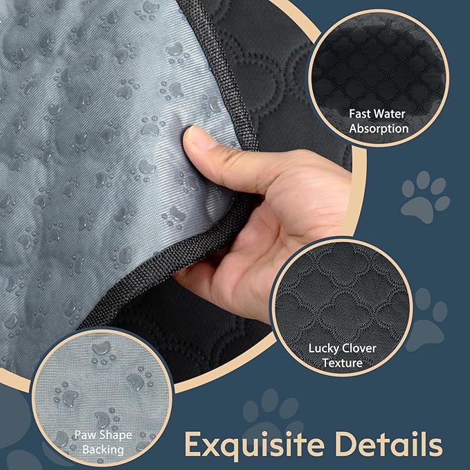 Washable Pee Pads for Dogs - 2 Pack Reusable Pee Pads，Waterproof Puppy Pads，Pet Training Pads，Super Absorbent with Dog Paw Shape Non-Slip Backing (Dark Grey, 24" X 36" - 2 Pack)