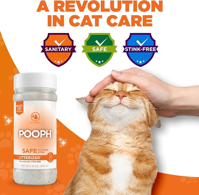 Pooph Litterizer – 16oz Bottle – Absorbs 46x Weight In Wetness & Odor – Keeps Litter Dry, Reduces Mess, Reduce Litter Costs And Get A Stink-Free Litter Box – Without Fragrances Or Harsh Chemicals