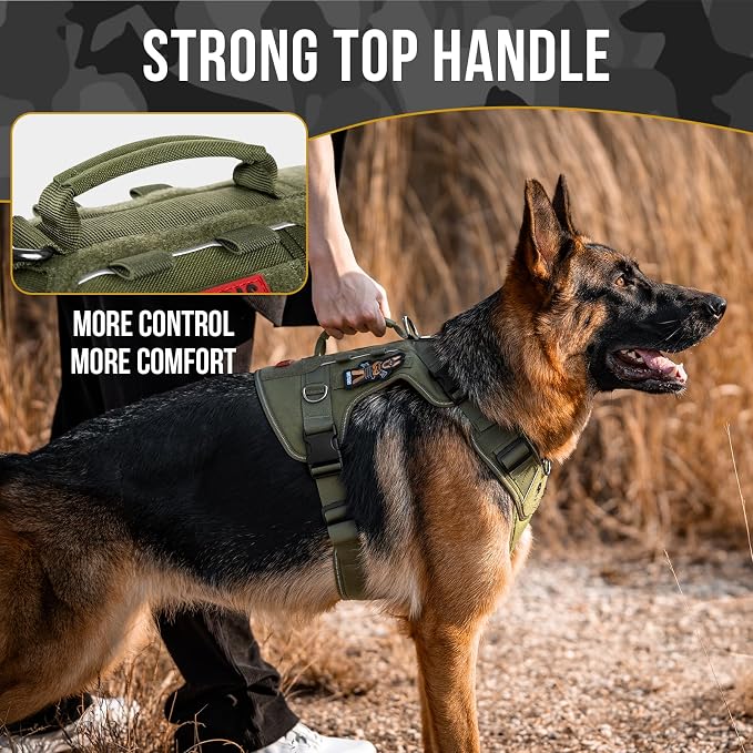 OneTigris No-Pull Tactical Dog Harness Reflective Vest for Medium Dogs | Military-grade 1000D Nylon Easy Control Vest – Adjustable Dog Harness with Hook & Loop Panels for Walking, Hiking, Training