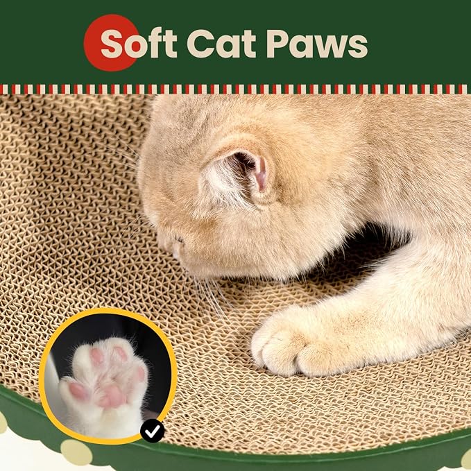 Conlun Oval Cat Scratcher Bed | Scratching Bowl Lounge for Kittens | Medium | Corrugated Cardboard Pad | Concave Shape | No Mess Enclosed Base | Serves as Couch Furniture Protector