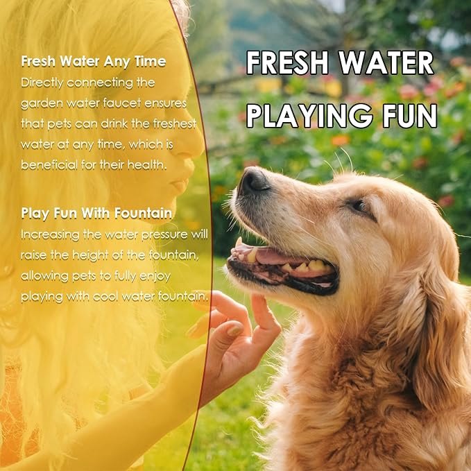 Automatic pet waterers - Paw Activated for LargeDogs, AluminumAlloy Step-On Pet Water Dispenser, Easy to Operate & Provides Fresh Drinking Water with Sprinkler Fun
