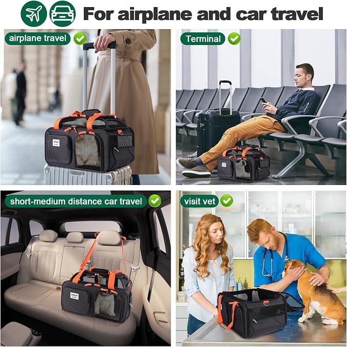 pidipiti 17x13x8 Frontier Allegiant Breeze Airlines Approved top Expandable pet Carrier for Extra-Small Dog/Small cat,Weight up to 5 lbs,Length Shorter Than 16''