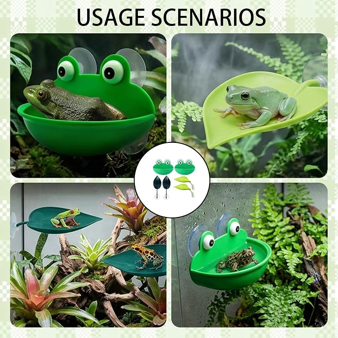 6-Piece African Dwarf Frog Tank Accessories, Reptile Basking Platform Set for Tree Frog Terrarium Decorations and Betta Leaf Resting Spots