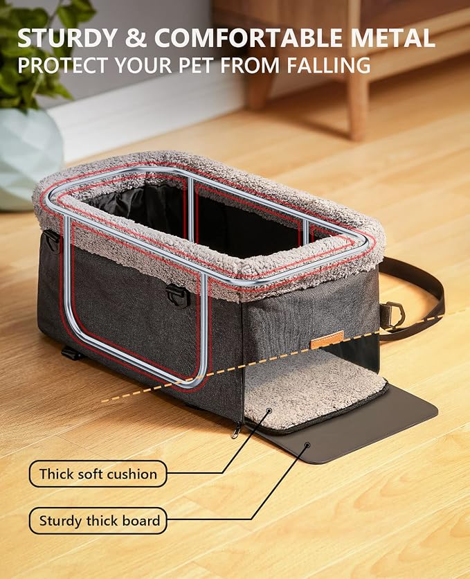 BurgeonNest Center Console Dog Car Seat for Small Dogs up to 11 lbs (Large)