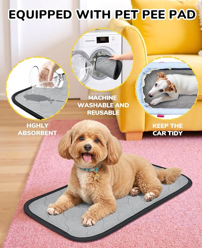 BurgeonNest Center Console Dog Car Seat for Small Dogs up to 9 lbs Light Blue