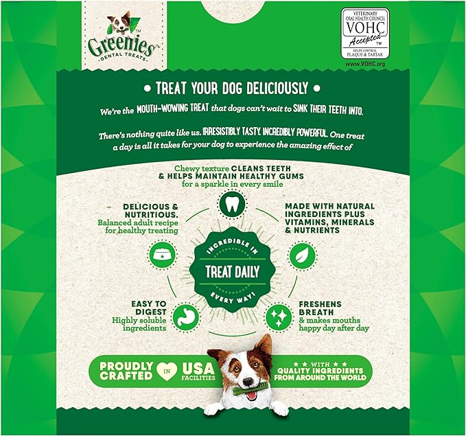 Greenies Veterinarian-Recommended Adult Natural Dental Dog Treats Petite Size, Original Flavor, 36 oz. Pack, 60 Count