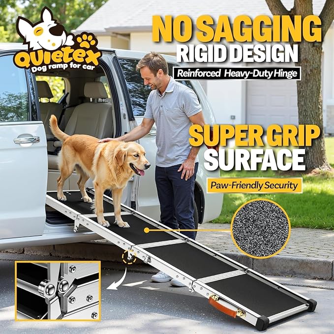 71”Dog Ramp for Car SUV Truck with Adjustable Head | Aluminum Alloy Dog Ramp, Foldable Outdoor Pet Ramp,Up to 200 LBS,Non-Slip Surface Dog Ramps
