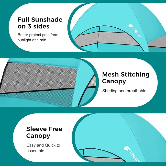 Outdoor Elevated Dog Bed with Canopy for Large Dogs, Blue, XL | Breathable Raised Cot with Shade, Tool-Free Setup for Patios, Backyards and Camping