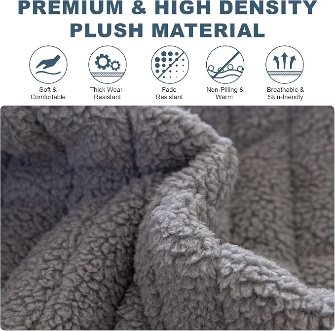 OTOB Sofa Covers for 3 Cushion Couch Washable, All Seasons Fuzzy Non Slip Kids & Pet Friendly Dog Bed Mats Couch Cover, Soft Plush Sofa Slipcovers Furniture Protector (Light Gray, 27.6" x 70.9'')