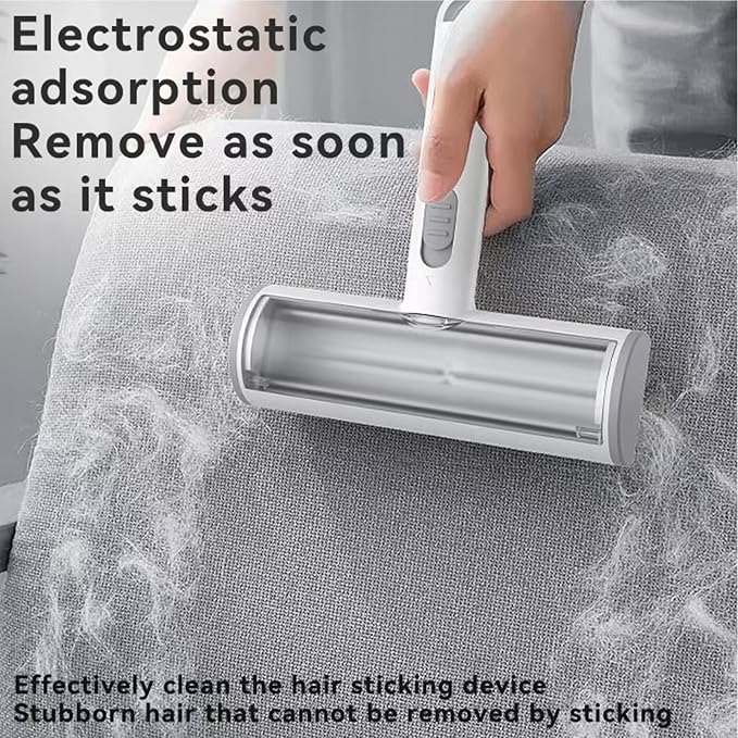 Pet Hair Remover, Lint Brush- Reusable Lint Roller for Cat & Dog Hair on Couch, Carpet, Rugs & Bedding- Portable, Eco-Friendly, No Need for Lint Roller Refills (Gray & White)