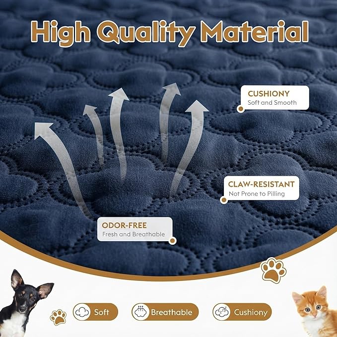Waterproof Dog Blanket, Couch Cover for Dogs Washable, Reversible Dog Bed Cover, Couch Furniture Protector. (Dark＆Light Blue, 40 X 50 Inch - 1 Pack)