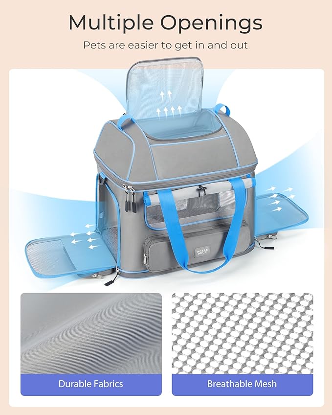 Expandable Cat Dog Carrier: NOBLE DUCK Soft-Sided Pet Carrier Airline Approved Large Small Medium Collapsible Portable Travel Up to 25 Lbs Black