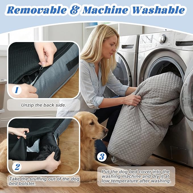 GGIB Cooling Dog Bed Mat with Bolster Pillow Washable Dog Couch Cover Breathable Summer Pet Couch Bed Protector Indoor(Small, Cooling Grey)