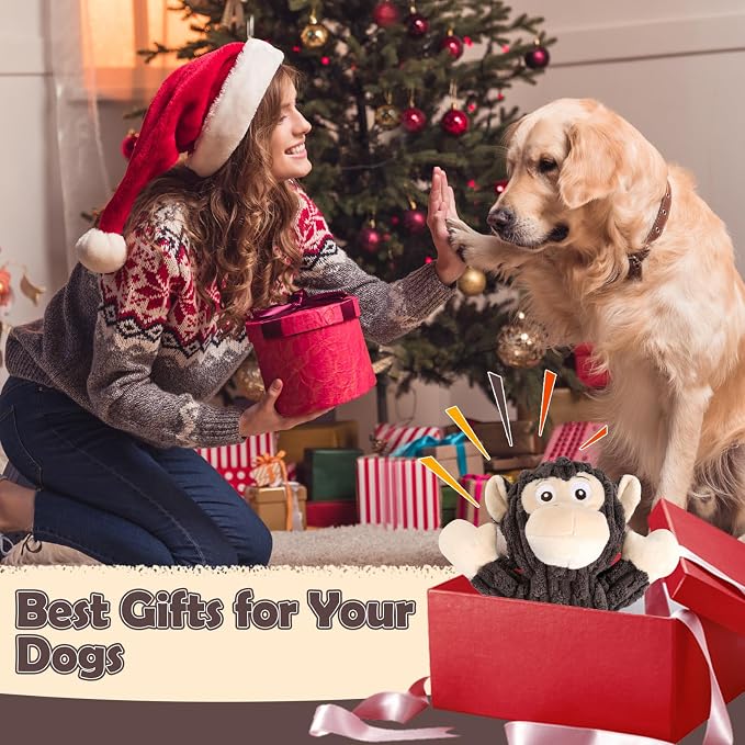Letsmeet Plush Dog Toy with Crinkle Paper, Tug of War Pull Interactive Toys for Puppies to Large Dogs