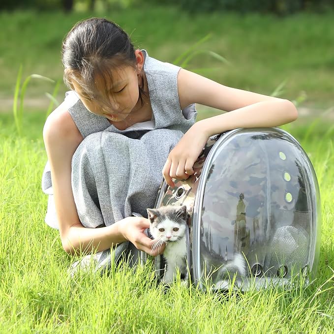 TOYSINTHEBOX Cat Backpack Carrier Back Expandable Bubble Pet Carrier Backpack for Large Cat, Kitten and Dog, Designed for Hiking, Camo