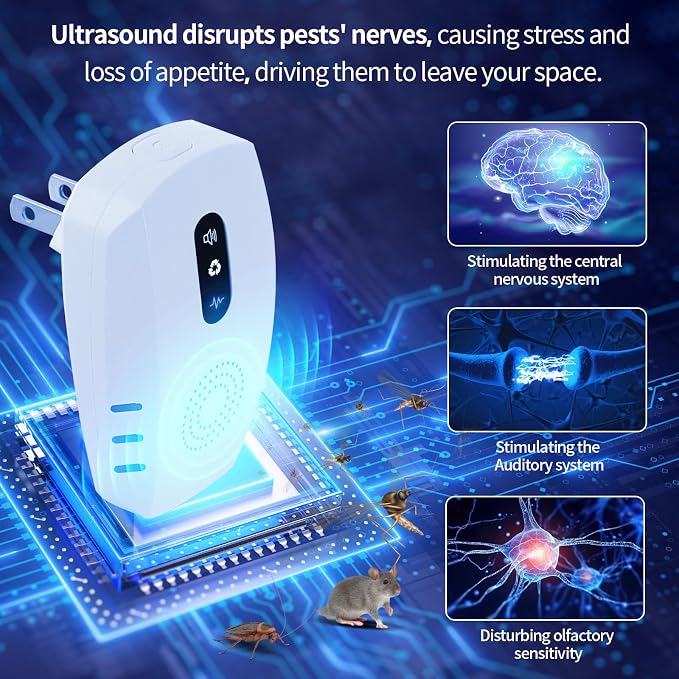 2026 Cvtayn Upgraded Ultrasonic Pest Repellent Indoor Repeller, Mouse Traps, Repellent Roach, Mouse, Bugs, Mosquito, Mice, Spider, Ant, Rodent Repellent Ultrasonic Plug in, 3 Mode Switching, 6 Packs